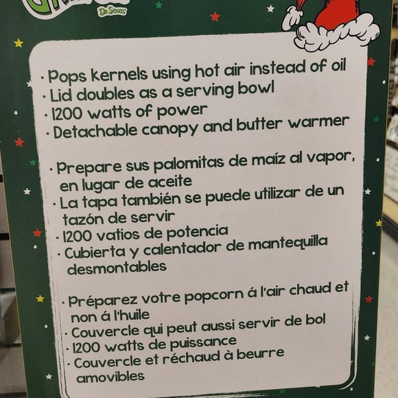 The Grinch Dr. Seuss Popcorn Maker, New in Box. - Picture 3 of 7